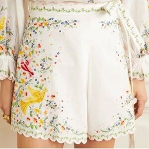 NEW WITH TAGS Zimmermann Carnaby Embroidered Bird Shorts